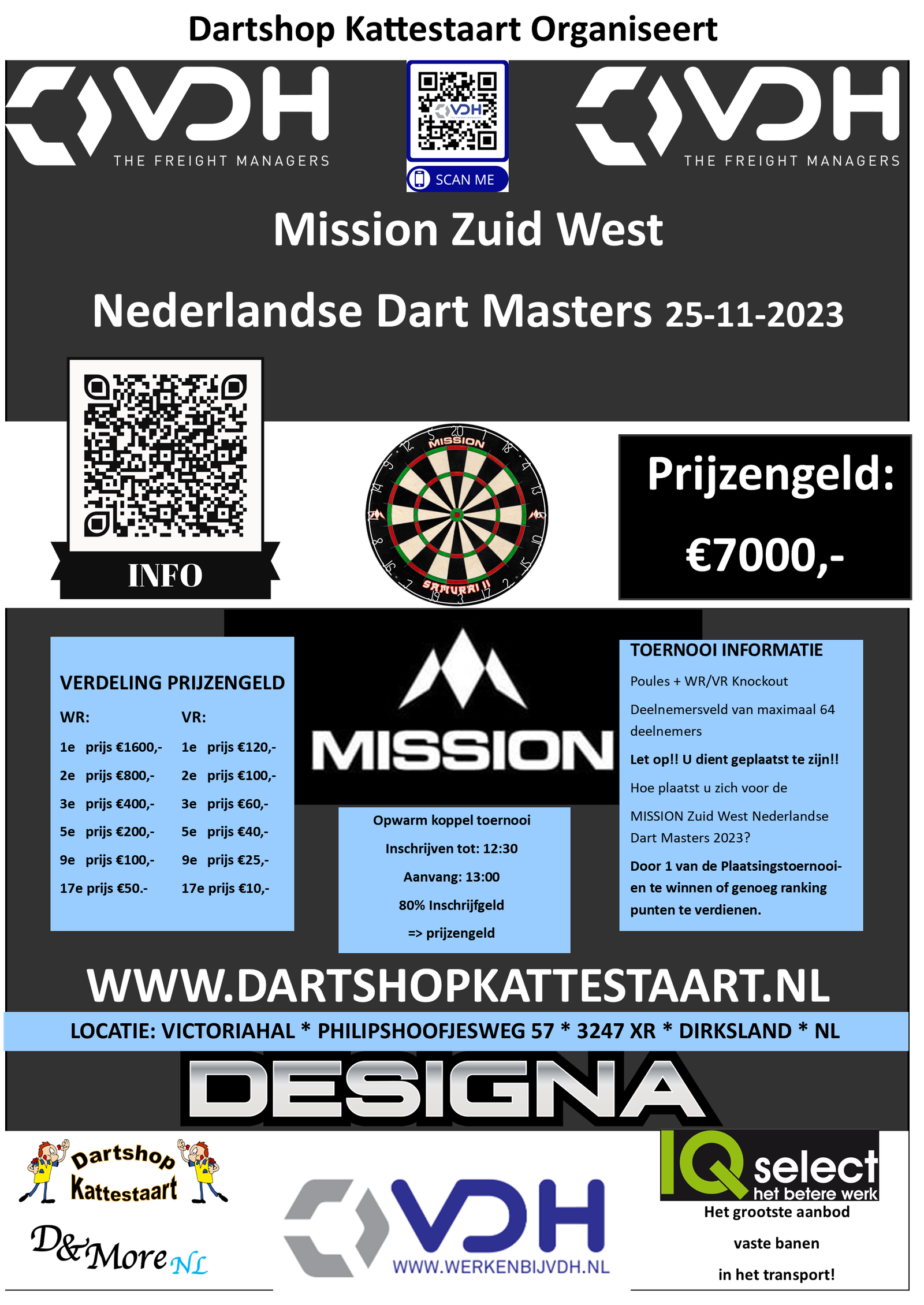 Flyer Mission Zuid West Nederlandse Dart Masters 2023 25 november 2023