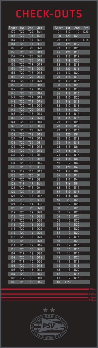 PSV-Dartmat-Checkou - Logo - 237x80 cm