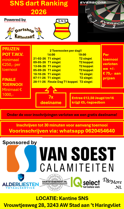 SNS Dart Toernooi 5 en 6 13-06-2026