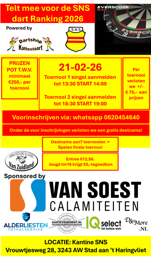 SNS Dart Toernooi 1 en 2 21-02-2026
