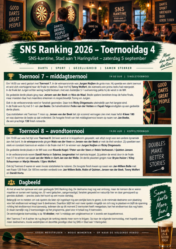 SNS Dart Toernooi 7 en 8