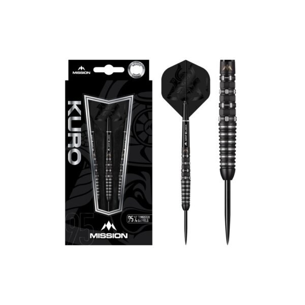 Mission Kuro M3 Black Titanium 95% – 22 gram – Steeltip Dartpijlen