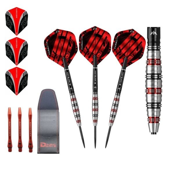 5057270189848_01 Mission Paradox M2 Curved Electro Black & Red 90% – 22 gram – Steeltip Dartpijlen