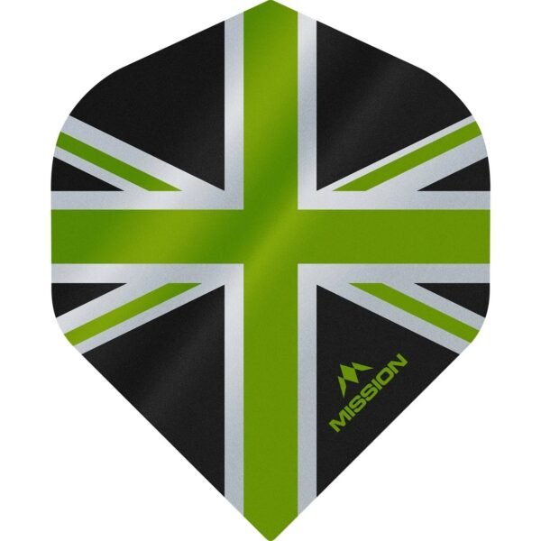 Mission - Alliance - Union Jack - Dart Flights - No2 - 100 Micron - Black with Green