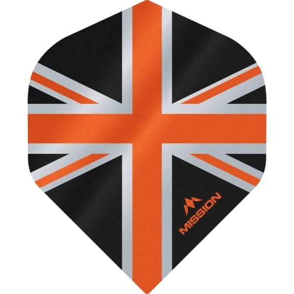 Mission - Alliance - Union Jack - Dart Flights - No2 - 100 Micron - Black with Orange