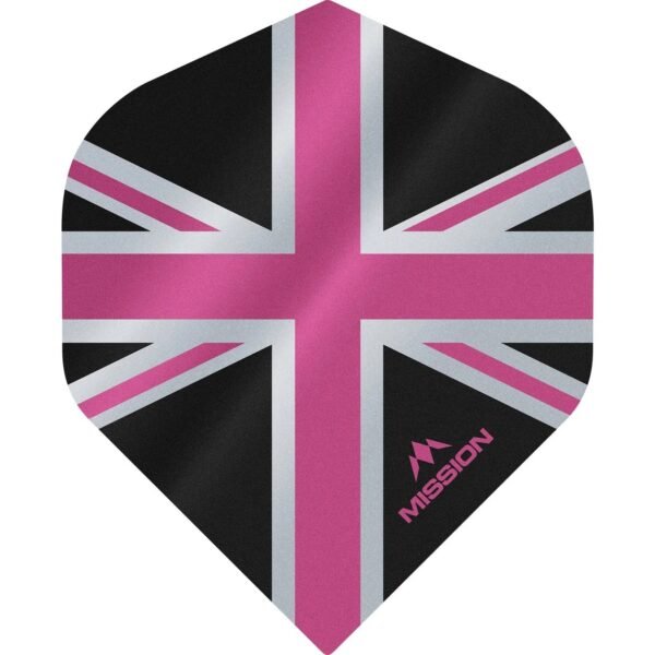 Mission - Alliance - Union Jack - Dart Flights - No2 - 100 Micron - Black with Pink