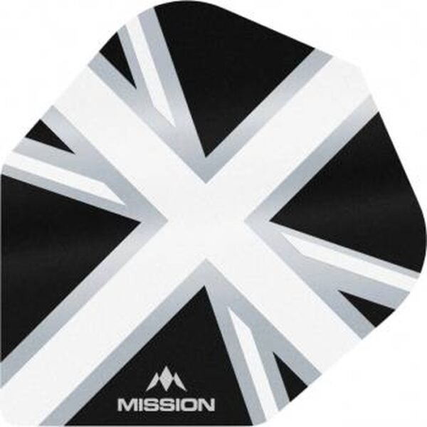 Mission - Alliance - Union Jack - Dart Flights - No6 - 100 Micron - Black with White