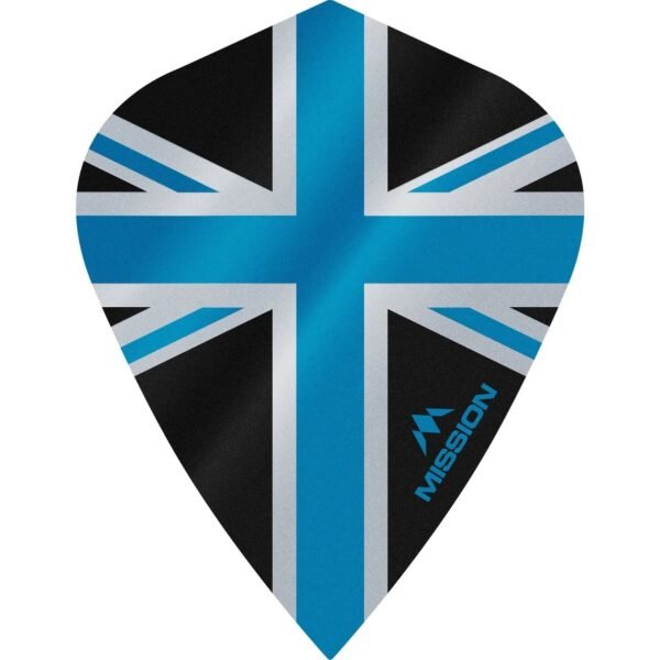 Mission - Alliance - Union Jack - Dart Flights - KITE - 100 Micron - Black with Blue