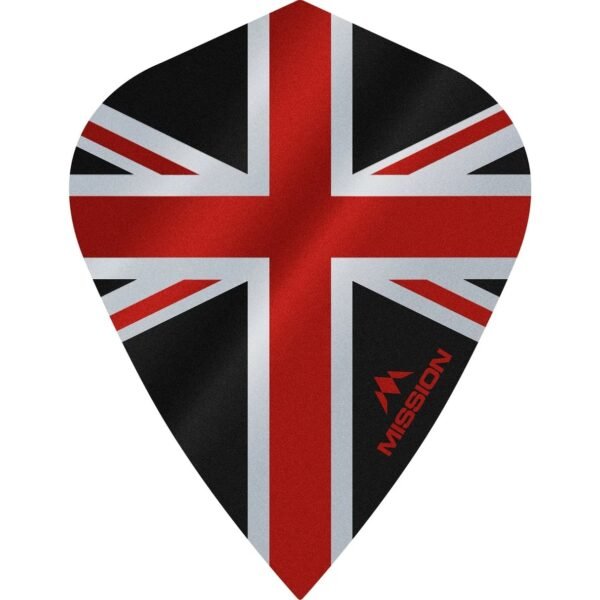 Mission - Alliance - Union Jack - Dart Flights - KITE - 100 Micron - Black with Red