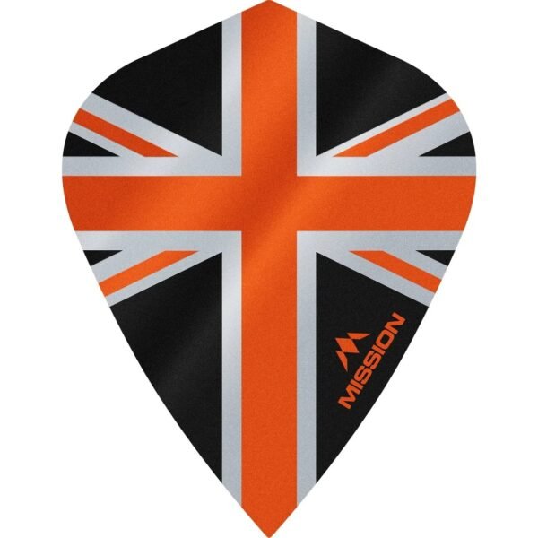 Mission - Alliance - Union Jack - Dart Flights - KITE - 100 Micron - Black with Orange