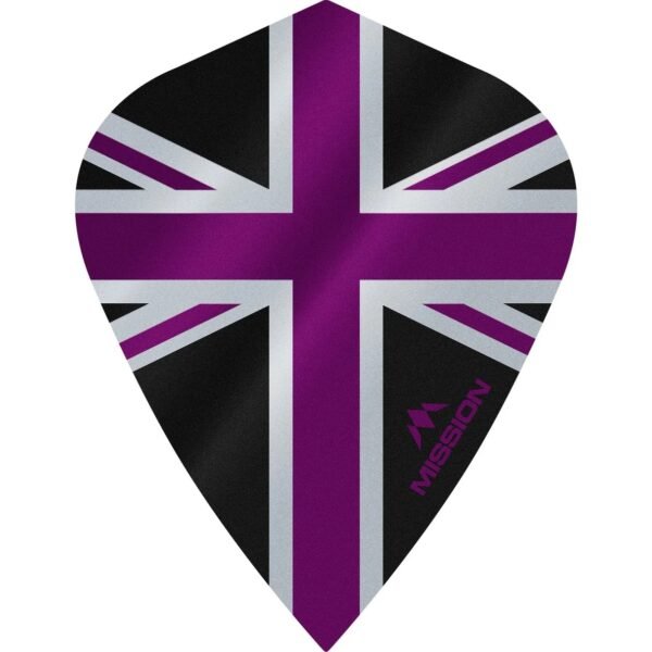 Mission - Alliance - Union Jack - Dart Flights - KITE - 100 Micron - Black with Purple