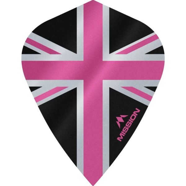 Mission - Alliance - Union Jack - Dart Flights - KITE - 100 Micron - Black with Pink