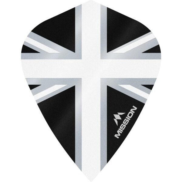 Mission - Alliance - Union Jack - Dart Flights - KITE - 100 Micron - Black with White