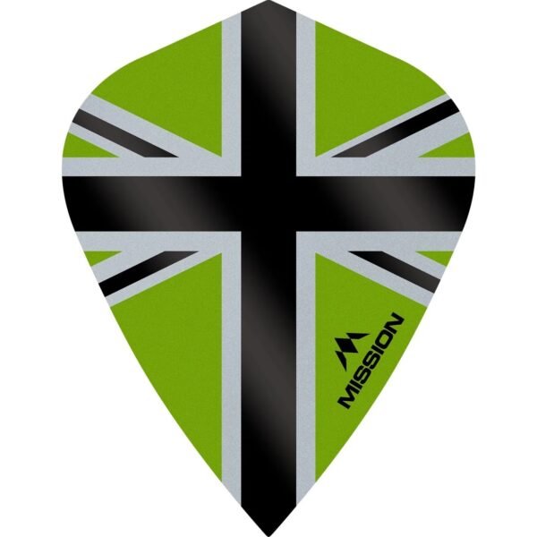 Mission - Alliance-X - Union Jack - Dart Flights - KITE - 100 Micron - Black with Green