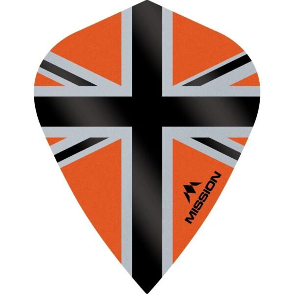 Mission - Alliance-X - Union Jack - Dart Flights - KITE - 100 Micron - Black with Orange