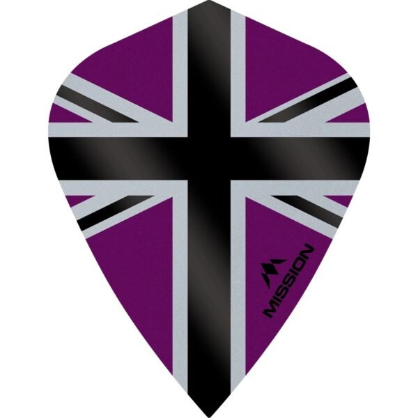 Mission - Alliance-X - Union Jack - Dart Flights - KITE - 100 Micron - Black with Purple
