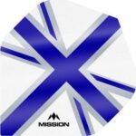 Mission - Alliance - Union Jack - Dart Flights - No2 - 100 Micron - White with Blue
