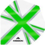 Mission - Alliance - Union Jack - Dart Flights - No2 - 100 Micron - White with Green