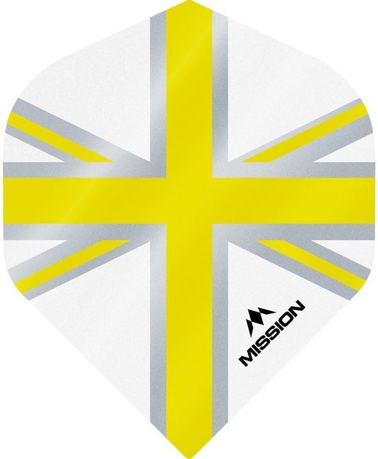 Mission - Alliance - Union Jack - Dart Flights - No2 - 100 Micron - White with Yellow