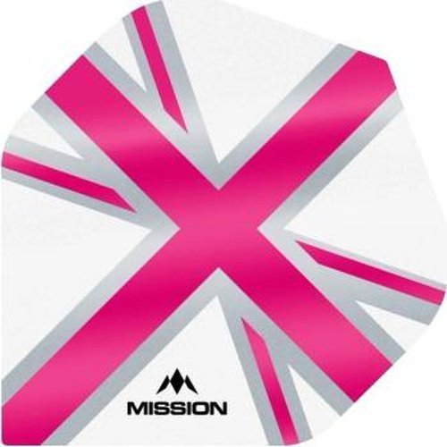 Mission - Alliance - Union Jack - Dart Flights - No2 - 100 Micron - White with Pink
