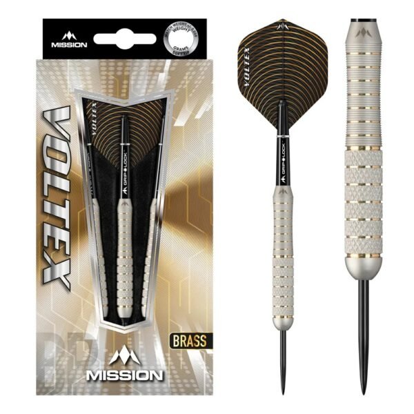 Mission Voltex M1 Silver Knurled Brass – 21 gram – Steeltip Dartpijlen