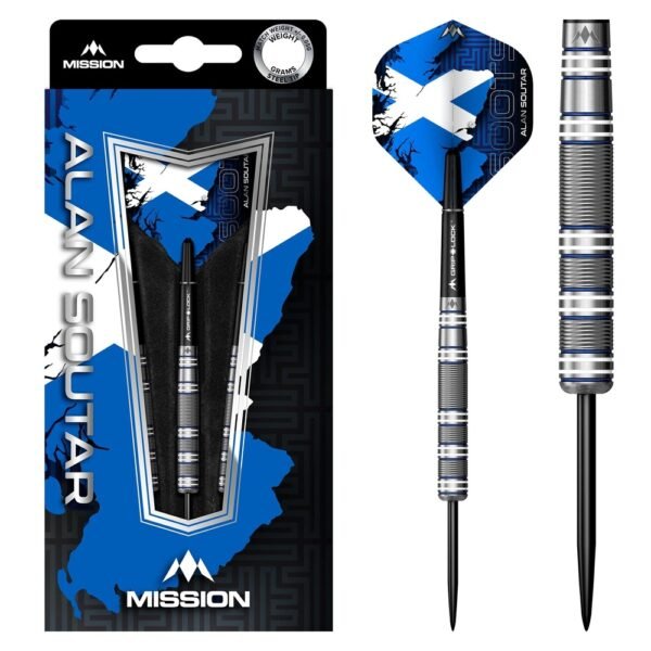 5057270197973_01 Mission Alan Soutar Soots Blue & White 90% – 26 gram – Steeltip Dartpijlen