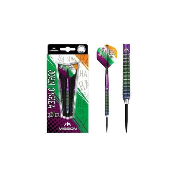 5057270276555_01 Mission John O’Shea The Joker Coral PVD 95% – 26 gram – Steeltip Dartpijlen