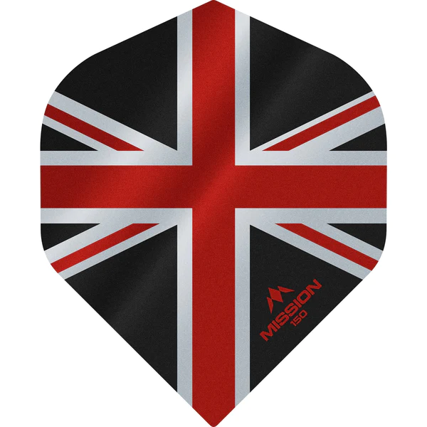 F3134-1 Mission - Alliance - Union Jack - Dart Flights - No2 - 150 Micron - Black with Red