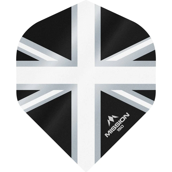 Mission - Alliance - Union Jack - Dart Flights - No2 - 150 Micron - Black with White