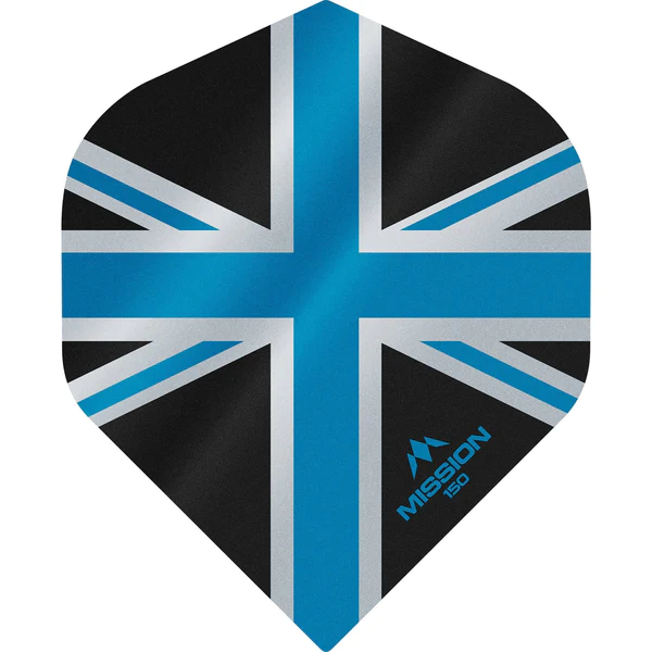 F3137-1 Mission - Alliance - Union Jack - Dart Flights - No2 - 150 Micron - Black with Blue
