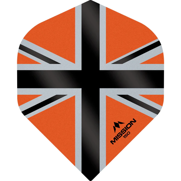 Mission - Alliance X - Union Jack - Dart Flights - No2 - 150 Micron - Orange with Black