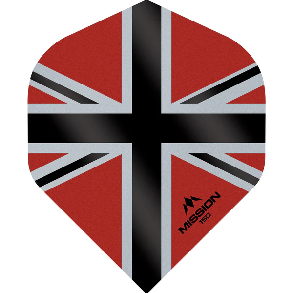 F3139-1 Mission - Alliance X - Union Jack - Dart Flights - No2 - 150 Micron - Red with Black