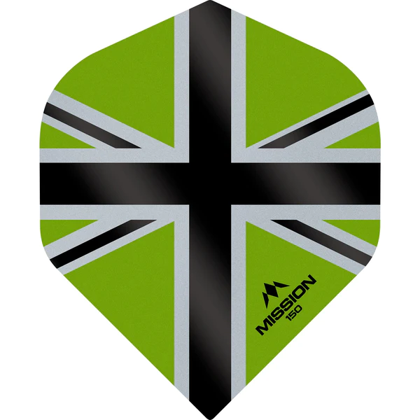 Mission - Alliance X - Union Jack - Dart Flights - No2 - 150 Micron - Green with Black