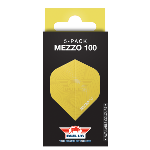 Mezzo 100 verpakking GEEL Bull's Flights Mezzo 100 nr.2 Yellow 5 Pack