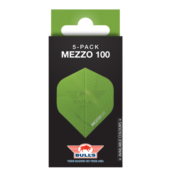 Mezzo 100 verpakking GROEN Bull's Flights Mezzo 100 nr.2 Green 5 Pack