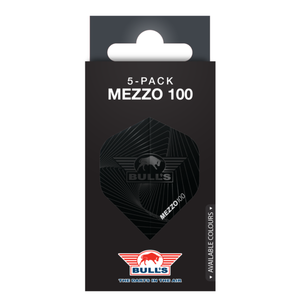 Mezzo 100 verpakking ZWART Bull's Flights Mezzo 100 nr.2 Black 5 Pack