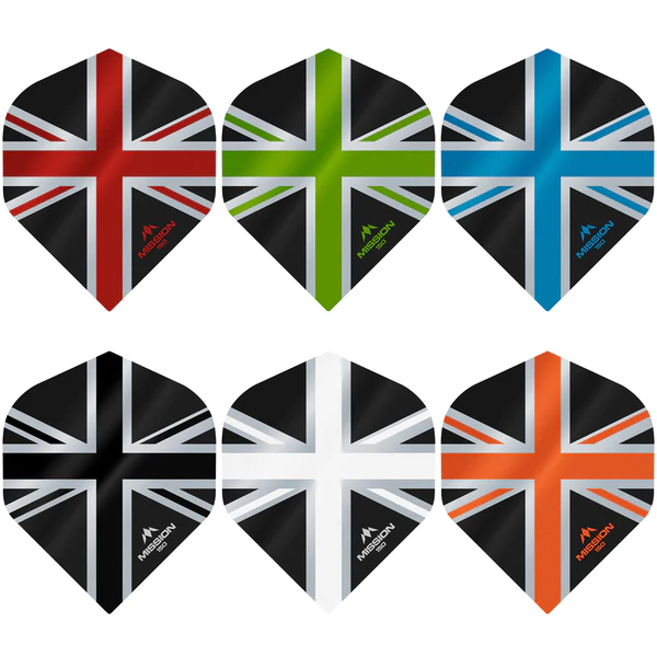 Mission - Alliance - Union Jack - Dart Flights - No2 - 150 Micron - Black with White