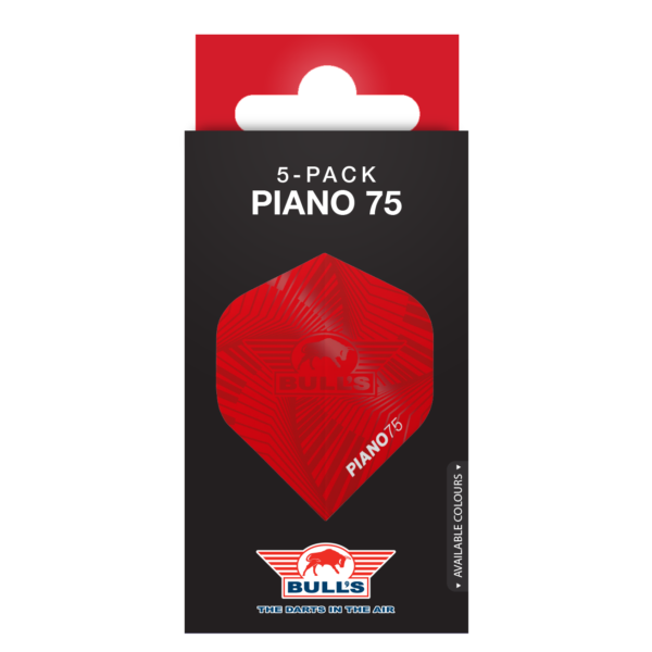 Piano 75 verpakking ROOD Bull’s Piano 75 No.2 Flights Red 5 Pack
