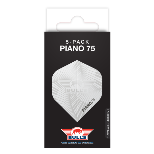 Piano 75 verpakking WIT Bull’s Piano 75 No.2 Flights White 5 Pack