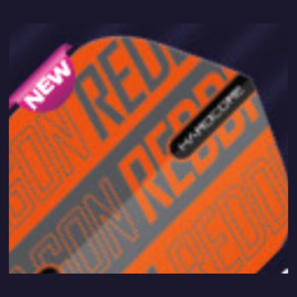5021921088279_01 Red Dragon - Hardcore XT Orange & Black - Dart Flights - Standard No.2 - 100 Micron