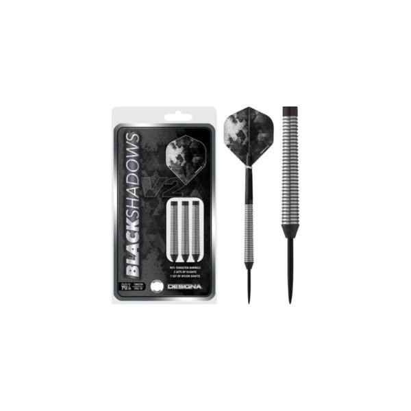 5057270089179_01 Designa Black Shadow V2 M4 Tapered Ring Grip 90% Tungsten Steeltip Dartpijlen 24 Gram